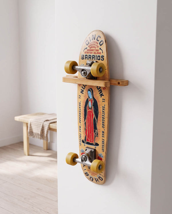 bambo wood skateboard rack
